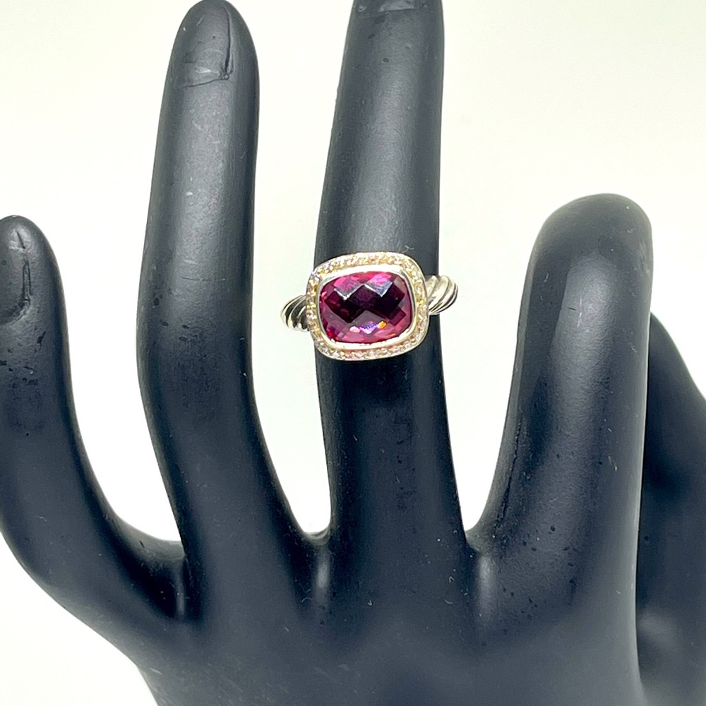 David Yurman Pink and Silver Ring with Striking Gemstone